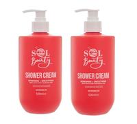 Sol Beauty Shower Cream Watermelon Scent, Renewing and Smoothing Vegan Friendly and Cruelty Free Shower Gel 2 x 500ml