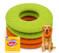 SOL Cooper & Pals 4pk Flying Disc Ring Interactive Dog Toys, Rubber, Floating Fetch For Garden, Beach, Water, Pool, Outdoors - Medium to Large Breeds For Active Play & Exercise
