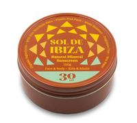 Sol de Ibiza Plastic Free - Face & Body Natural Mineral Sunscreen SPF30 - Waterless Solid Sunscreen - Natural ingredients - Non Nano zinc oxide - Vegan - Adults & Kids - 100g