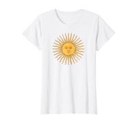 Sol de Mayo Argentina Flag Argentinian Sun Retro Distressed Value Graphic T-Shirt, Women, White, L