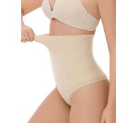 SOL LORA Thong Shapewear for Women Tummy Control High Waisted Body Shaper Underwear Seamless Shaping Panties, Nude-a, M