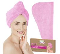 SOL Pink Microfibre Hair Towel Wrap for Long Hair - Super Absorbent & Soft - Quick-Dry Turban for Curly, Thick or Straight Hair - Anti-Frizz, No Blow Dryer Needed, Perfect for Home & Spa Use