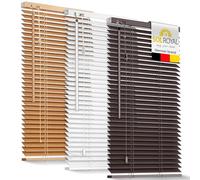 Sol Royal Brown Wooden Venetian Blinds for Windows 70x130 cm - Easy Fit Darkening Shutter Window Blinds 70cm wide for Bedroom Kitchen Living Room Home Office - JH3