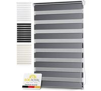 Sol Royal Double Zebra Roller Blinds 45 cm Wide DL2 - Klemmfix Window Blinds Without Drilling 45x150 cm for Bathroom Kitchen Windows Day and Night - Light Grey