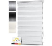 Sol Royal Double Zebra Roller Blinds 55 cm Wide DL2 - Klemmfix Window Blinds Without Drilling 55x150 cm for Bathroom Kitchen Windows Day and Night - White