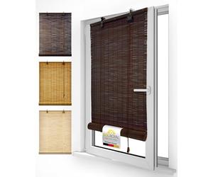 Sol Royal Natural Bamboo Blinds for Windows 100x160 cm - No Drill Bamboo Roller Blinds Roll Up + Clamping Brackets - Bathroom Kitchen Living Room Window Blind Brown - SolDecor B86