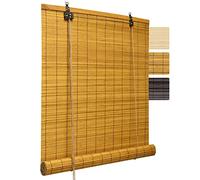 Sol Royal Natural Bamboo Blinds for Windows 80x160 cm - No Drill Bamboo Roller Blinds Roll Up + Clamping Brackets - Bathroom Kitchen Living Room Window Blind Beige - SolDecor B86