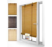 Sol Royal Natural Bamboo Blinds for Windows 90x160 cm - No Drill Bamboo Roller Blinds Roll Up + Clamping Brackets - Bathroom Kitchen Living Room Window Blind Beige - SolDecor B86