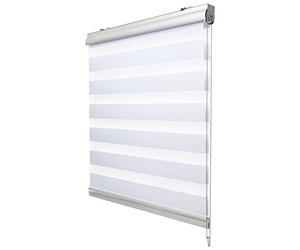 Sol Royal No Drill Zebra Blind 70x160 cm - Day and Night Easy Fit Roller Blinds No Drilling + Clamping Carrier & Double Chain - Living Room Bathroom Kitchen Blinds for Window White - DK9