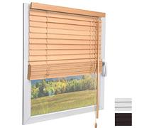 Sol Royal Oak Wooden Venetian Blinds for Windows 100x160 cm - Easy Fit Darkening Shutter Window Blinds 100cm wide for Bedroom Kitchen Living Room Home Office - JH3