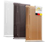 Sol Royal Oak Wooden Venetian Blinds for Windows 90x250 cm - Easy Fit Darkening Shutter Window Blinds 90cm wide for Bedroom Kitchen Living Room Home Office - JH3