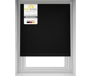 Sol Royal Thermal Blackout Roller Blinds for Windows 40x160 cm - Darkening Living Room Kitchen Bathroom Window Blind Easy Fit No Drilling - Privacy Black Out Blinds Black for Balcony Doors T42