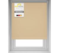 Sol Royal Thermal Blackout Roller Blinds for Windows 50x160 cm - Darkening Living Room Kitchen Bathroom Window Blind Easy Fit No Drilling - Privacy Black Out Blinds Creme for Balcony Doors T42