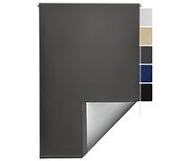 Sol Royal Thermal Blackout Roller Blinds for Windows 90x220 cm - Darkening Living Room Kitchen Bathroom Window Blind Easy Fit No Drilling - Privacy Black Out Blinds Grey for Balcony Doors T42