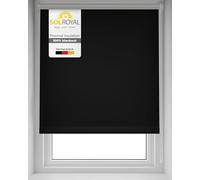 Sol Royal Thermal Blackout Roller Blinds for Windows 95x160 cm - Darkening Living Room Kitchen Bathroom Window Blind Easy Fit No Drilling - Privacy Black Out Blinds Black for Balcony Doors T42