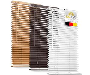 Sol Royal White Wooden Venetian Blinds for Windows 120x160 cm - Easy Fit Darkening Shutter Window Blinds 120cm wide for Bedroom Kitchen Living Room Home Office - JH3