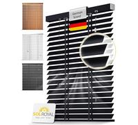 Sol Royal Wooden Window Blinds Black 140x180 cm - Bedroom Kitchen Venetian Blinds for Windows 50 mm Slats Extra Wide - Easy installation wall & ceiling - Solid Natural Wood - BE5