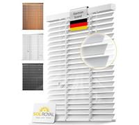 Sol Royal Wooden Window Blinds White 150x180 cm - Bedroom Kitchen Venetian Blinds for Windows 50 mm Slats Extra Wide - Easy installation wall & ceiling - Solid Natural Wood - BE5
