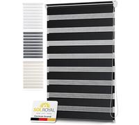 Sol Royal Zebra Blind 85x150cm SolDecor DL2 - Beaded Chain Double Blind - No Drill Day & Night Window Blind - Temporary Roller Blind - Black