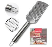 SOL Stainless Steel 2-in-1 Cheese Grater and Zester - Handheld Grater with Handle for Cheese, Chocolate, Ginger & Citrus Zest - Flat Kitchen Tool, Durable Mini Grater for Cooking & Baking