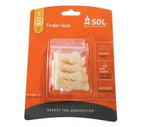 SOL Tinder Quick 12 Pack Compact Cotton Briquette Lights with Single Spark Burns up to 3 minutes Waterproof & Windproof Ultra Lightweight Tinder Emergency Mountain Sport