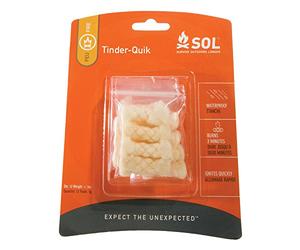SOL Tinder Quick 12 Pack Compact Cotton Briquette Lights with Single Spark Burns up to 3 minutes Waterproof & Windproof Ultra Lightweight Tinder Emergency Mountain Sport