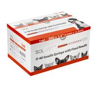 SOL-V Insulin U-40 Syringe and Needles - Syringe and Needles 1ml - Box of 100