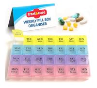 SOL Weekly Pill Organiser 7 Day 4 Times a Day - Colourful Compartments, Portable Storage Medication Organizer and Easy-to-Lift Lids, Ideal for Daily Supplements and Elderly Travel Tablet Box