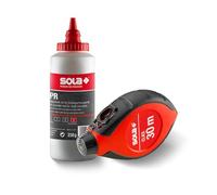 SOLA CLKS Chalk Line Set Red - 30 m Marking Line with Chalk Red 230 g in Practical Set - Quick Line Retraction thanks to 6:1 Gear - Large and Robust Plastic Housing