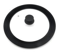 Sola Universal Vented Silicone Lid for Frying Pans, Pots and Skillets, Tempered Glass Pan Lid with Heat Resistant Silicone Rim, Fits 20 CM & 22 CM & 24 CM Diameter Cookware in Black