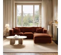 Solace+Co Asher 4 Seater Sofa With Reversible Footstool Burnt Orange Chenille