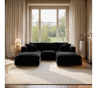 Solace+Co Asher U Shape Corner Sofa Bundle in Black Solace+Co Black