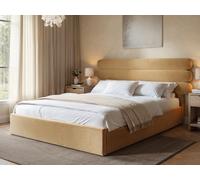 Solace+Co Atlas Double Ottoman Bed Sand Velvet
