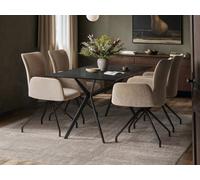 Solace+Co Emil Black Glass Dining Table With 4 Kora Chairs Set