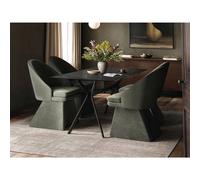 Solace+Co Emil Glass Dining Table with 4 Aiko Chairs Set in Khaki Solace+Co Khaki