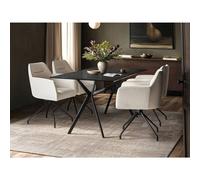 Solace+Co Emil Glass Dining Table with 4 Isla Chairs Set in Black Solace+Co Black