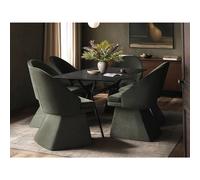 Solace+Co Emil Glass Dining Table with 6 Aiko Chairs Set in Khaki Solace+Co Khaki