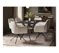 Solace+Co Emil Glass Dining Table with 6 Isla Chairs Set in Black Solace+Co Black