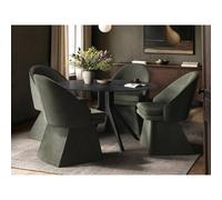 Solace+Co Emil Round Glass Dining Table with Aiko Chairs Set in Black Solace+Co Black