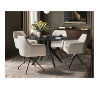 Solace+Co Emil Round Glass Dining Table with Isla Chairs Set in Black Solace+Co Black