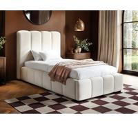 Solace+Co Emilie Ribbed Single Ottoman Bed Cream Boucle
