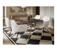 Solace+Co Lexi Dining Table with 4 Isla Swivel Dining Chair Set in Cream Solace+Co Cream