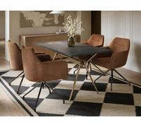 Solace+Co Lexi Dining Table With 4 Isla Swivel Dining Chairs Brown