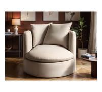 Solace+Co Maisie Swivel Fabric Armchair in Beige Solace+Co Beige