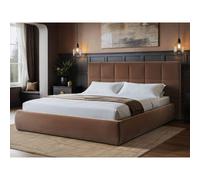 Solace+Co Mika Ottoman Bed Chocolate Velvet in Brown | Size: Double Solace+Co Brown Double