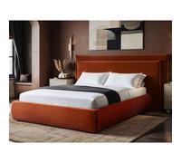 Solace+Co Sigrid Burnt Orange Velvet Cushion Headboard Ottoman Bed | Size: Double Solace+Co Orange Double