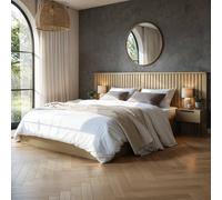 Solace+Co Taylor Hotel Ottoman Bed with Side Tables Light Wood in Brown | Size: King Solace+Co Brown King