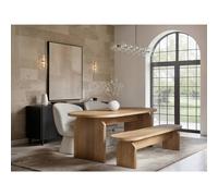 Solace+Co Varm Wooden Ribbed Dining Table with Bench & 2 Aiko Chairs Set in Light Oak Solace+Co Light Oak