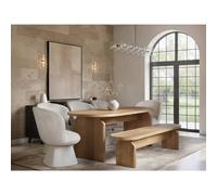 Solace+Co Varm Wooden Ribbed Dining Table with Bench & 5 Aiko Chairs Set in Light Oak Solace+Co Light Oak