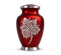 Solace Forever Red Rose Cremation Urn - Decorative Urns, Funeral Urns for Human Ashes Adult Female & Male - Adult Urns for Human Ashes Large With Velvet Bag - Honor Your Loved One with Ashes Urn Red